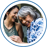 Photo of two women laughing together   