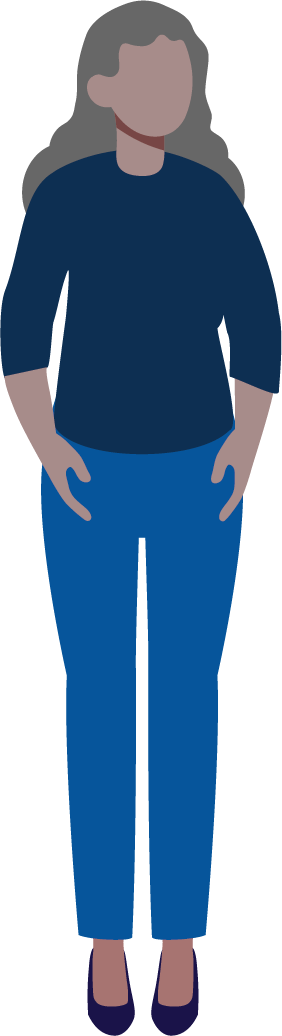 Icon of a woman standing with her hands in her pockets